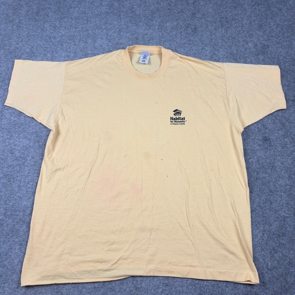Habitat for Humanity T Shirt Mens XXL Yellow Vintage 90s Outdoors Nature Promo